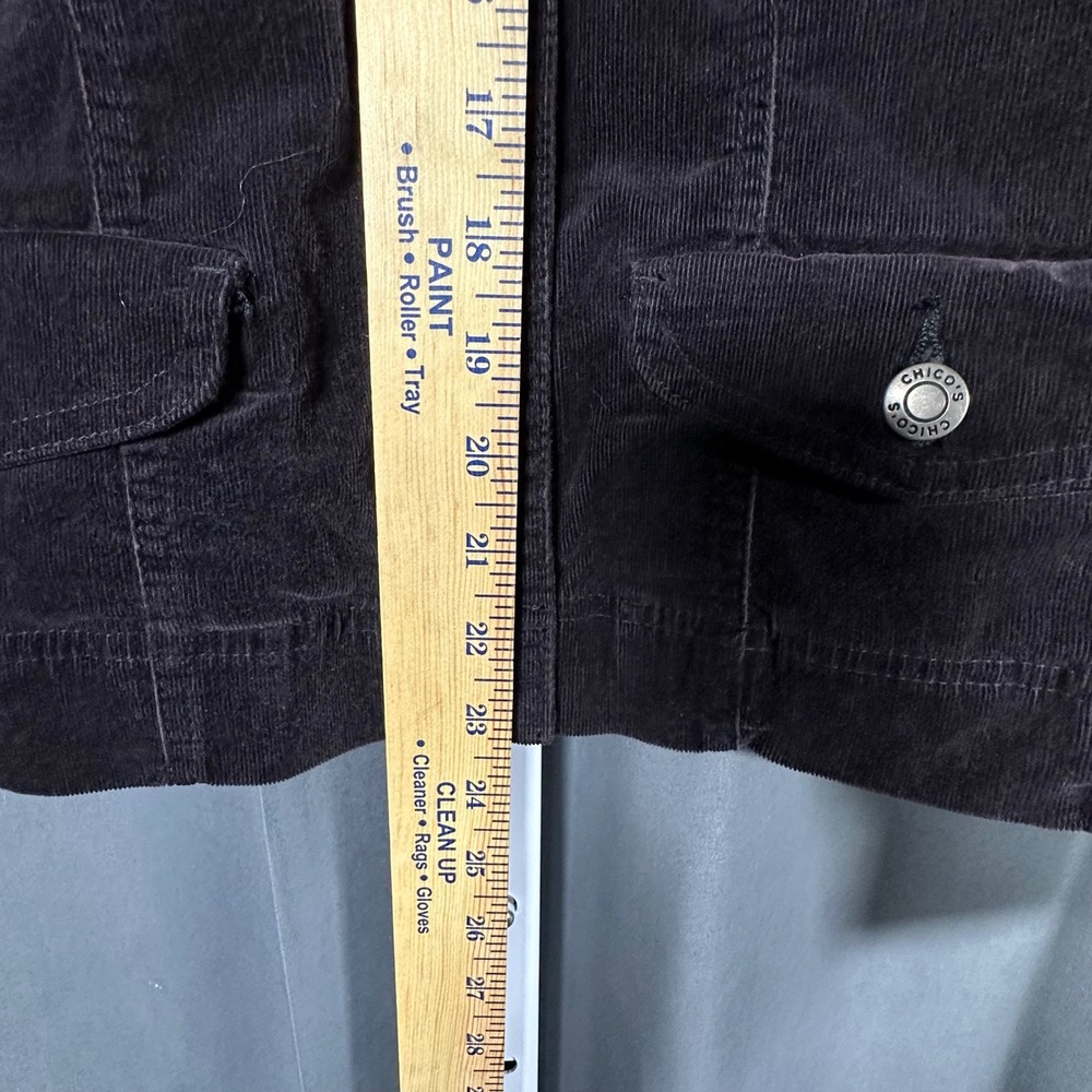 Chico's Micro Corduroy Jacket Stretch Chocolate Brown XL Denim Style‎ Trucker - Picture 8 of 8